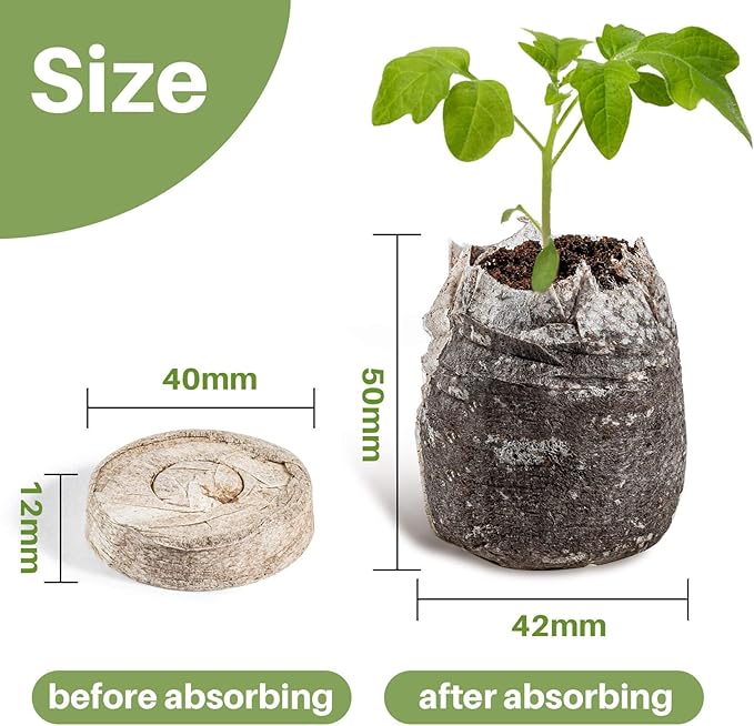 MAQIHAN 40PCS Peat Pellets for Seedlings - 40MM Seed Starter Pellets Peat Pods for Starting Seeds Garden Soil for Planting Transplanting Growing Garden Flower Vegetables