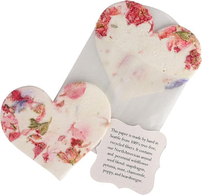 Set of 12 Pink Heart Seed Paper – Writable & Plantable Wildflower Hearts with Envelopes & Planting Guides, Gift for Moms or Plant Lovers for Mother’s Day, Heart Party Favors for Weddings & Showers