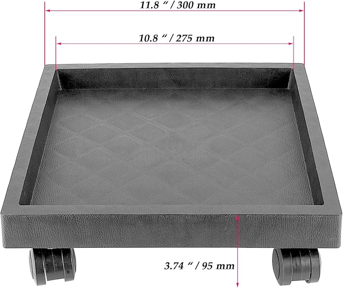 JOIKIT 2 Pack 11.8 Inch Square Plant Caddy with Wheels, Heavy Duty Rolling Plant Stand, Wheeled Planter Saucer Tray, Square Pot Trolley for Indoor Outdoor