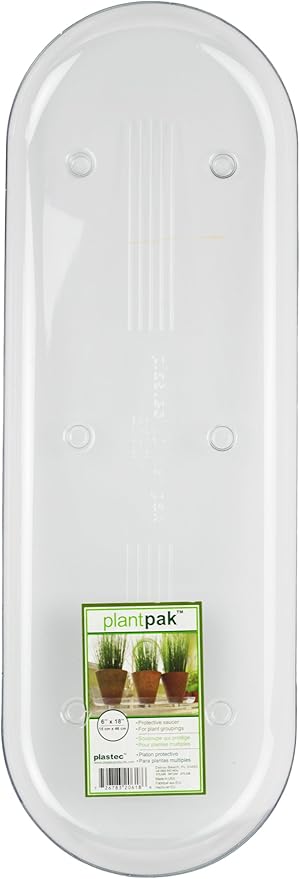 Plastec PLIPAK618 Oval Plantpak Saucer, Clear, 18-Inch