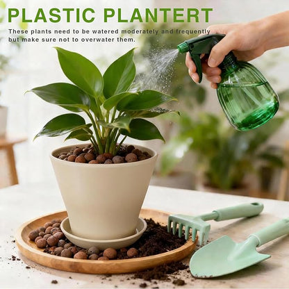 24-Pack 4-Inch Plastic Plant Pots with Saucers, Colorful Seed Starter Nursery Pots with Drainage Holes, Thick Small Planters for Indoor and Outdoor Flowers, Succulents, and Seedlings (8 Colors)