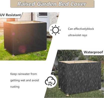Outdoor Raised Garden Bed Winter Cover with Transparent PVC Top Window,Waterproof Heavy Duty Covers with Split Zipper for 48 x 24 x 30 inch Elevated Wood Planter Box Stand(Black,Cover only)