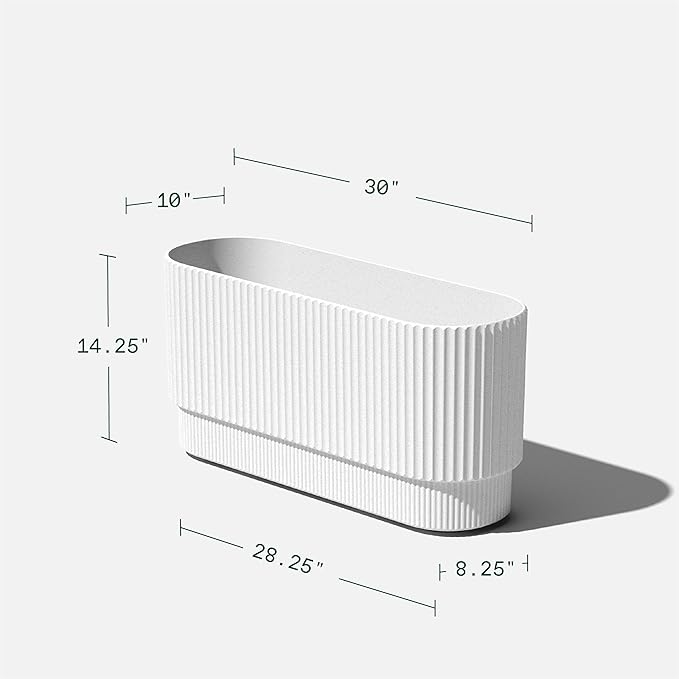 Veradek Demi Series Long Planter for Porch, Patio, Backyard | Durable Plastic-Concrete Material | Modern Décor for Shrubs, Flowers