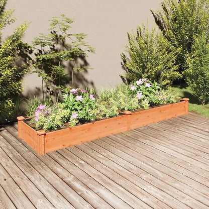 vidaXL Solid Fir Wood Garden Raised Bed with Liner - Large Size for Planting Herbs, Vegetables, Flowers - Ideal for Outdoor Garden Decor
