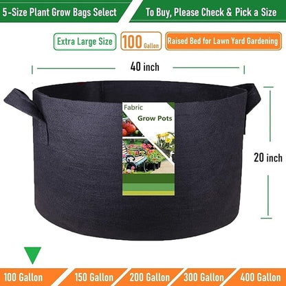 100 Gallon Big Raised Garden Bed Bag (40x20 inch) Large Plant Grow Bag for Tomato,Potato Planter,Herbs Veggies Planter,Flower Bed,Plant Container,Yard Waste,Lawn Debris,Leaf Bag with Gardening Gloves