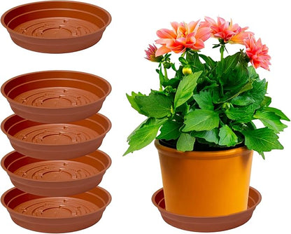 Curtis Wagner Plastics Drip Pan Plant Saucers (5-Pack) - Terracota, Round (Diameter: 5" Base, 6" Top, 1.25" Depth) Thin Plastic Planter to be Used as Indoor Pot & for Outdoor Plant Pots