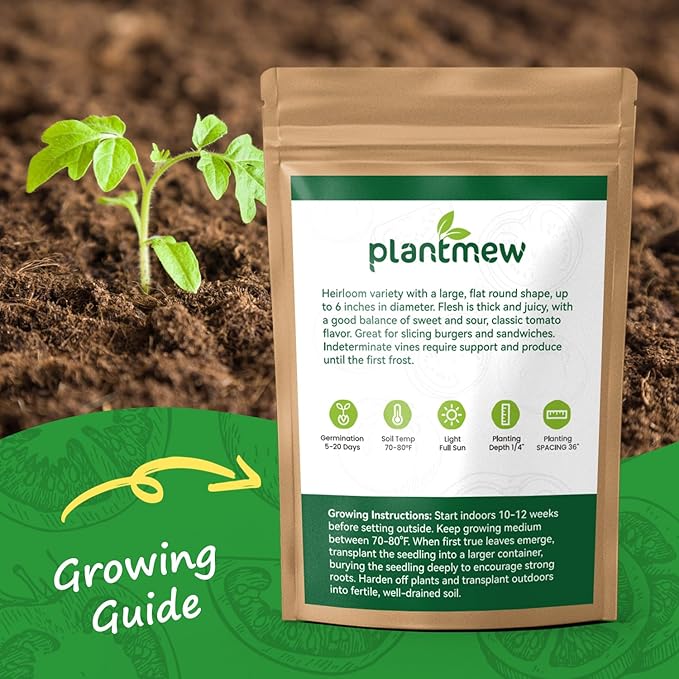 Beefsteak Tomato Seeds for Planting - Non-GMO, Heirloom - 200 Indeterminate Tomato Seeds, Vegetable Seed Packet with Instructions for Planting Home Garden Indoor & Outdoor