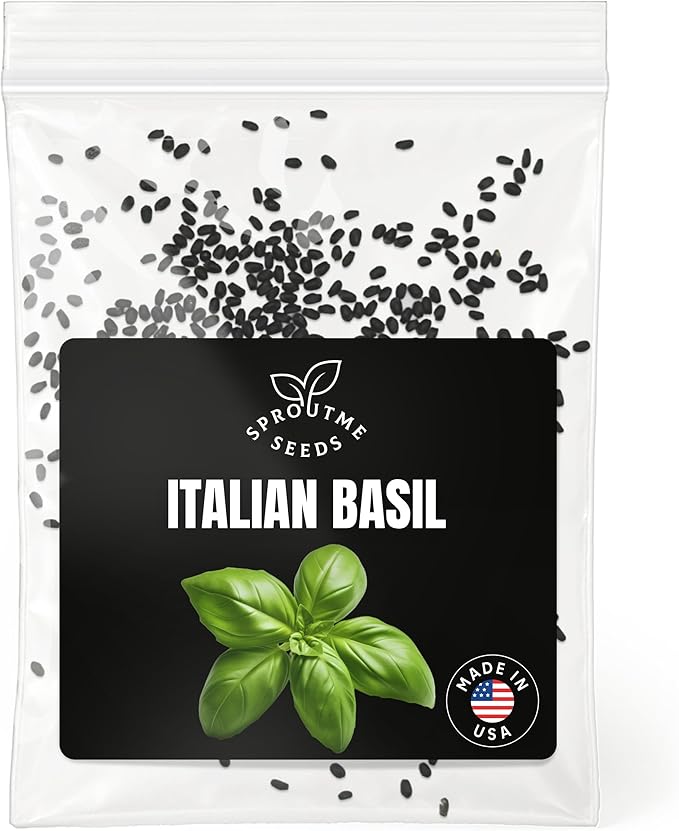 Italian Basil Seeds for Planting – 500+ Genovese Sweet Basil Herb Seeds for Pesto, Cooking and Garden Beds, Non-GMO Heirloom, High Germination (Ocimum basilicum)