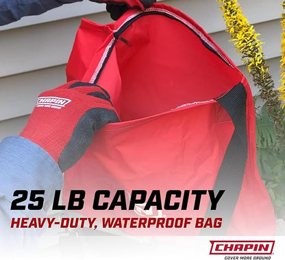 Chapin 84700A 25-Pound Professional Handheld Bag Seed spreader with Waterproof Bag, Enclosed Gears, Rear Baffle, Adjustable Shoulder Strap and Multiple Spread Options, Red