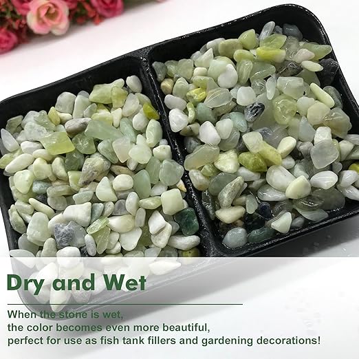 6.6 lbs Succulent and Cactus Bonsai Pebbles, 6-9mm Decorative Landscaping Polished Stones Natural Garden Gravel Rocks for Indoor Outdoor Plants Aquariums DIY, and Gardening Top Dressing, Jade Green