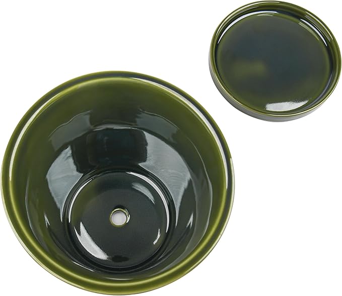 6.3 Inch Ceramic Planter, Plant Pot with Drainage Hole and Saucer, Decorative Glaze Flower Pot for Indoor Plants (Olive Green)