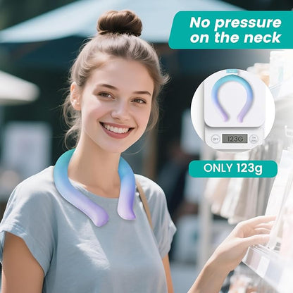 NEWGO Neck Cooling Tube Reusable Ice Cooler Cold Pack for Summer Heat, Ice Neck Ring for Outdoor Workers, Athletes, Sports Enthusiasts, Hot Flash Sufferers, Campers, Blue-Purple Gradient