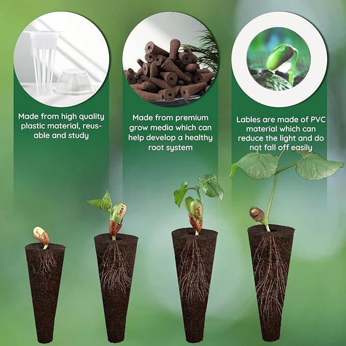 121pcs Seed Pods Kit for AeroGarden, Seed Starter Sponges, Hydroponics System Indoor for All Brands, Grow Anything Kit with 30 Grow sponges, 30 Pod Labels, 30 Grow Baskets, 30 Grow Domes, 1 Tweezer