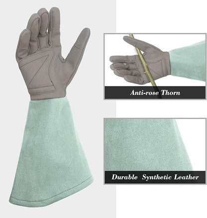 Rose Pruning Gloves Thorn Resistant, Embroidery Gardening Gloves with Extra Long Forearm Protection