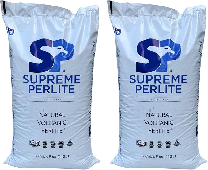 Supreme Perlite Medium Horticultural Perlite for Potting Soil, Seed Starting, Propagation, Organic Gardening & Soil Aeration,2 Medium Bags Each 4 Cu Ft