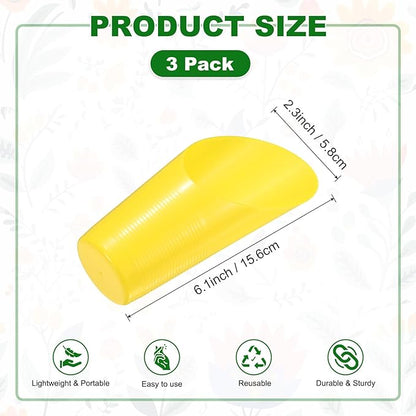 3-Pack Bonsai Soil Scoops, Plastic Garden Soil Scoops Bucket Shovel Potting Scoopers for Transplanting/Flower Planting/Plant Succulent, Colorful Small Gardening Tools [Yellow]