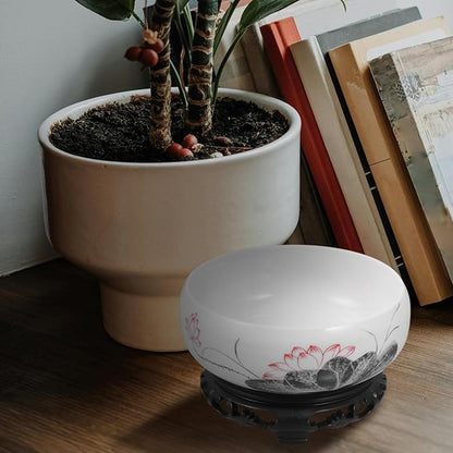 YARNOW Ceramic Lotus Bowl Cactus Bowl Planter Ceramic Water Lily with Stand for Home Office Garden