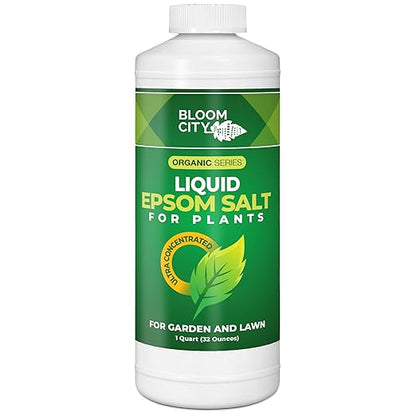 Bloom City's Organic Liquid Epsom Salt for Plants - Epsom Salt for Gardening and Garden Epsom Salt for Plants Nutrient Uptake - Magnesium Sulfate for Plants, Quart (32 oz)
