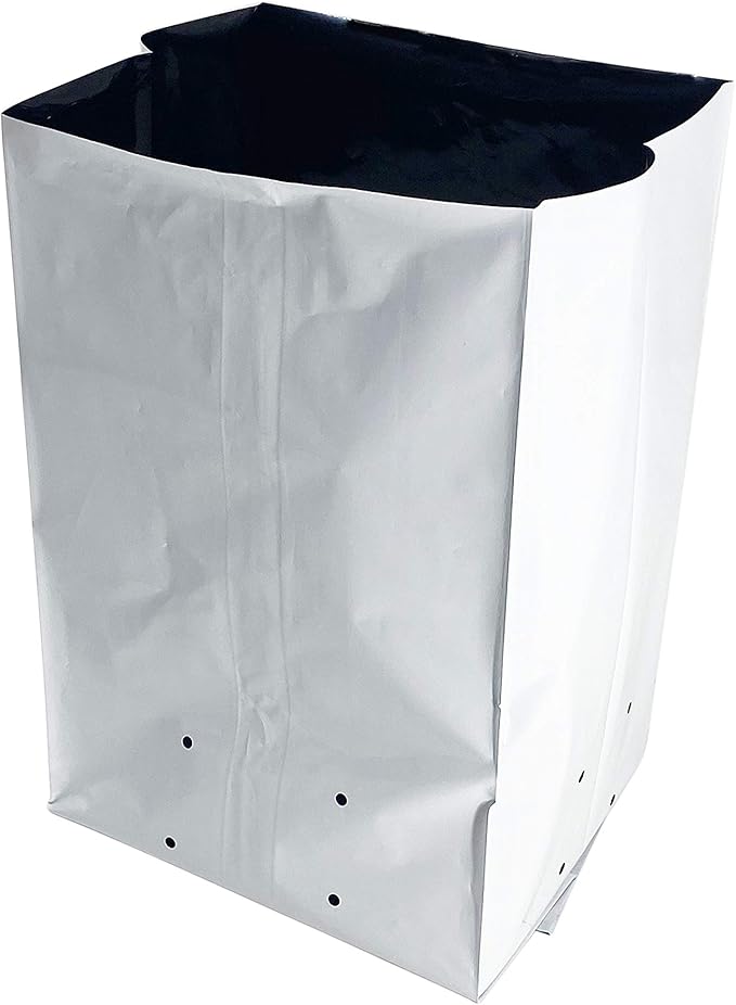 TEXALAN(R Plastic Grow Bags Poly Planters Panda Film Black and White 5 Gallon 25pcs