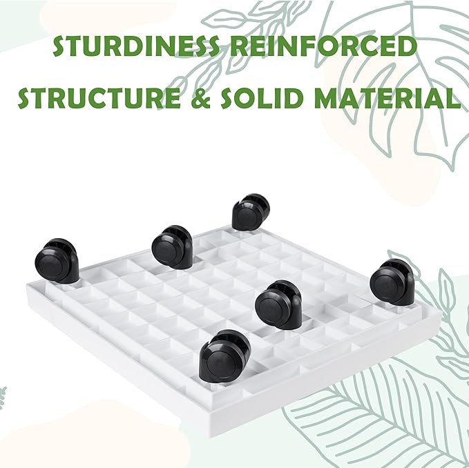 15.3 Inch Square Rolling Plant Caddy Saucer with Wheels, Heavy Duty Wheeled Planter Stand for Potted Plant, Coaster Roller Base Tray with Casters, Flower Pot Dolly Holder for Indoor Outdoor