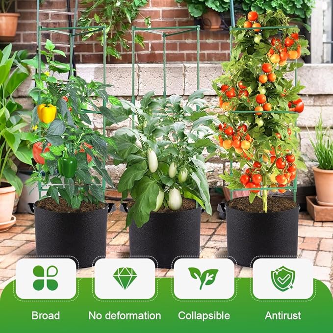 Adjustable Modular Plant Support Frame, 2026 New Garden Raised Bed Planter Heavy Duty Steel Tomato Trellis Kit, Upgrade Plant Support Tower Stakes Provides Support for Climbing Plants (2, Green)