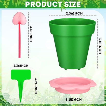 36 Packs Cupcake Plant Nursery Pots with Humidity Dome Small Flower Pots Plastic Planting Containers Cups with Saucers and Shovel for Indoor Outdoor Plant Succulent Display(Colorful)