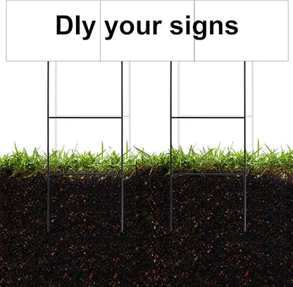 25 Pack H Frame Yard Stakes Metal, 16.5x7 Inch H Stakes for Signs, Holder, Lawn Wire for Ground, Corrugated Plastic, Blank Posts, Estate Garage Sale