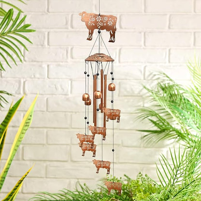 Cow Wind Chimes for Outside, Metal Windchimes Outdoors Birthday Gifts for Women Memorial Sympathy Wind Chimes for Patio Garden Yard