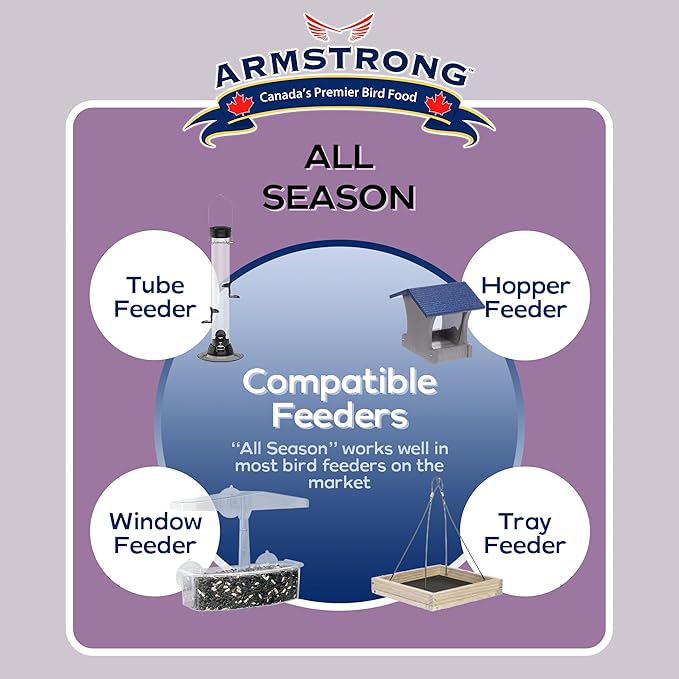 Armstrong Wild Bird Food All Season Bird Seed Blend, 15.4 Pounds - with Cut Corn, Wheat, White & Red Millet, Black Oil Sunflower Seeds for Blue Jays, Dark-Eyed Juncos and Mourning Doves