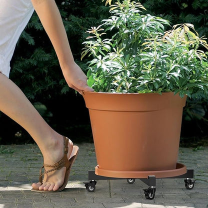2Pack Plant Caddy with Wheels, Adjustable 14in to 21inch Heavy Duty Rolling Plant Dolly, Metal Plant Stand with 4 Lockable Caster Wheels, for Indoor Outdoor Pots Planter, Holds Up to 500 Lbs