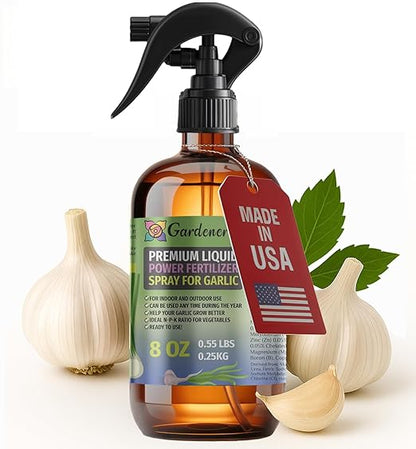Liquid Power Garlic Fertilizer Spray – Ready-to-Use Liquid Plant Food Mist for Garlic – Premixed, Easy Application – Fast-Acting Formula for Growth, Roots & Yield – Indoor & Outdoor Use – 8 oz