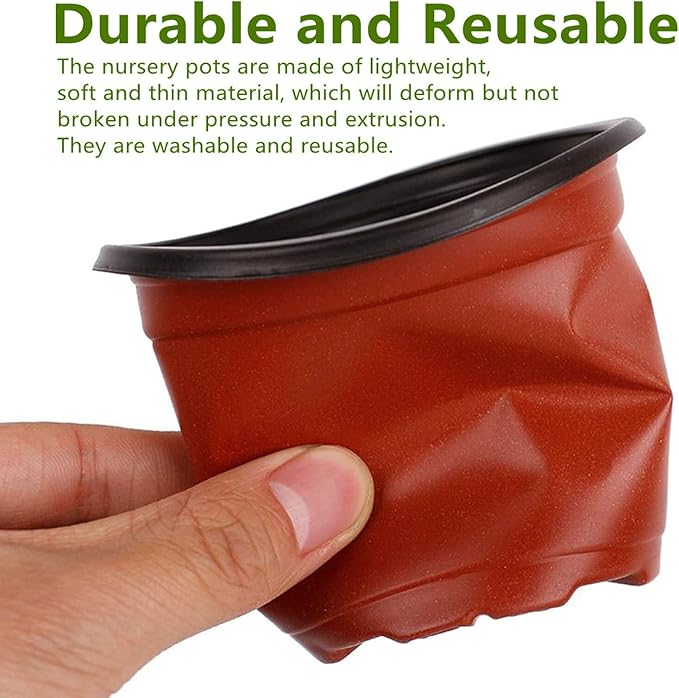 100 PCS 6 Inches Plastic Plant Nursery Pots, Reusable Plastic Pots for Succulents, Seedlings, Cuttings, Transplanting,Seedlingswith Drainage Holes
