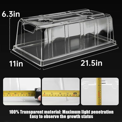 10 Pack 6.3" Tall Humidity Domes for 1020 Trays, Extra Strength Seed Starter Covers with 2 Adjustable Vents, Clear Plastic Propagation Cloning Lids for Germination & Microgreens, BPA-Free