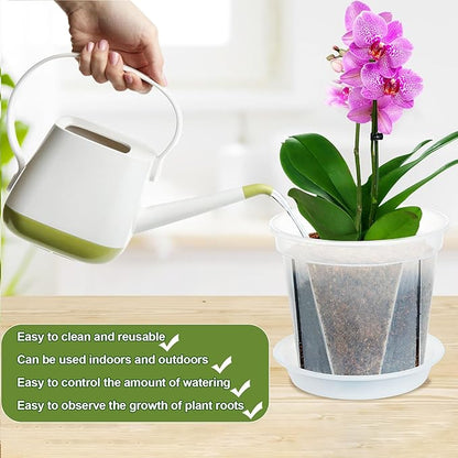 Plant Pots 7/6/4.7 Inch Set of 6, Clear Plastic Nursery Pots with Drainage Holes and Saucers, Flowers Planter Pots for Indoor Outdoor Plants (Variety Size, Clear)