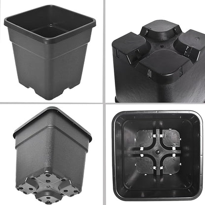 Plant Pots Flower Pot 10-Pack 1 Gallon Planter Nursery Pot Garden Seedling Planters Containers Plastic Injection Molded Pots with Drainage Holes for Outdoor Indoor Plants Vegetables, Black