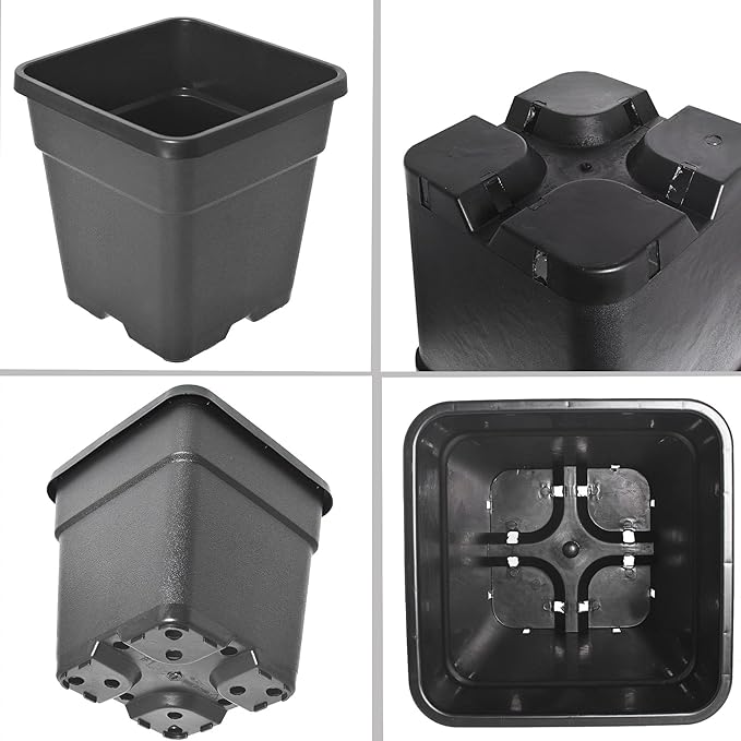 Plant Pots Flower Pot 10-Pack 10 Gallon Planter Nursery Pot Garden Seedling Planters Containers Plastic Injection Molded Pots with Drainage Holes for Outdoor Indoor Plants Vegetables, Black