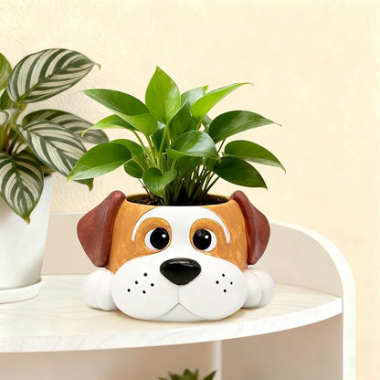 Dog Resin Planter Pot - Funny Animal Plant Pots for Home Office Decor, Cute Flower Pot with Drainage Hole for Indoor Outdoor Plants, Unique Succulent Pots Gift IdeaI for Plant Lovers