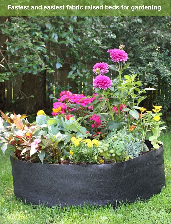 2 Pack 100 Gallon Fabric Raised Garden Planting Beds, Heavy Duty Round Plant Grow Bags Breathable Non-Woven Planting Container for Vegetables Flower Herbs and Plants, Gardening Outdoor