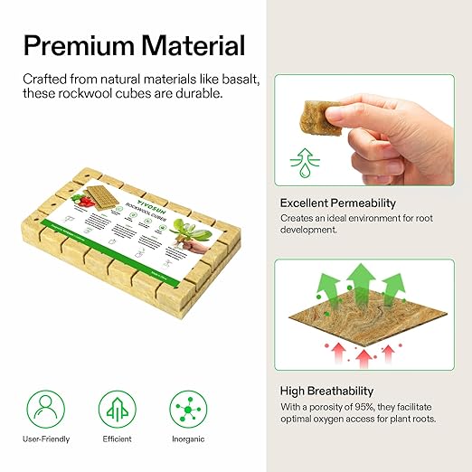 VIVOSUN 1.6 Inch Rockwool Cubes, Grow Cubes for Hydroponics, Cuttings, Cloning, Plant Propagation, Seed Startling, 8 Sheets 224 Plugs (Pack of 2)