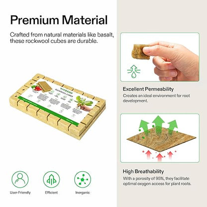 VIVOSUN 1.6 Inch Rockwool Cubes, Grow Cubes for Hydroponics, Cuttings, Cloning, Plant Propagation, Seed Startling, 8 Sheets 224 Plugs (Pack of 2)
