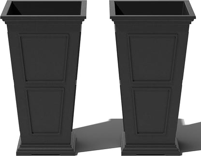 Veradek Brixton Series Tall Planter - Large Outdoor Planter for Front Porch/Patio | Crack-Resistant Plastic for All-Weather Use | Classic Estate Design for Tall Plants, Flowers, Trees