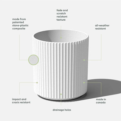 Veradek Demi Series Round Planter for Porch, Patio, Backyard | Durable Plastic-Stone Composite Material | Modern Décor for Tall Plants, Flowers