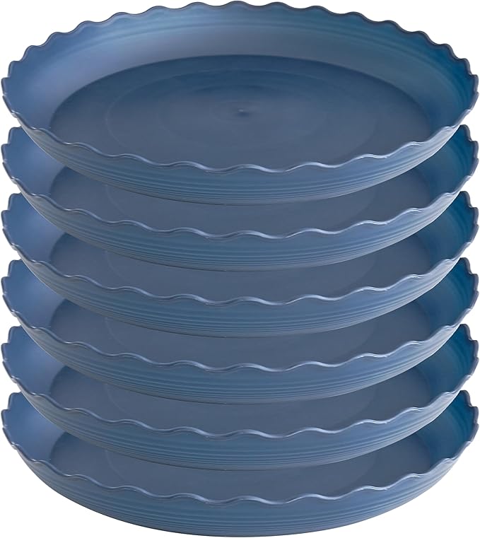 6 Pack of 6 inch Plant Saucer Plant Tray, Plastic Plant Saucer, Heavy Duty Plant Tray for Pots, Plant Saucers for Indoors Planter, Garden Water Plate Bowls for Gallon Grow Bags (Blue)