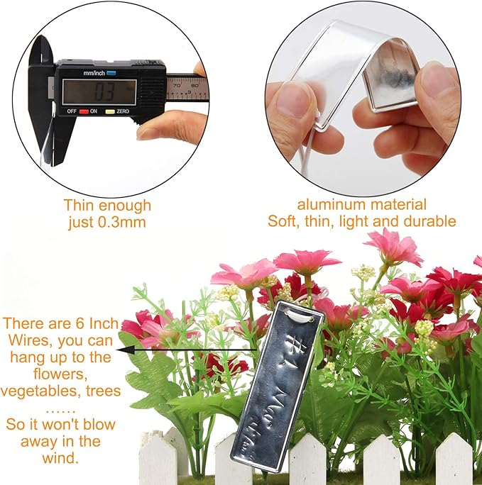 Aluminum Plant Labels, Double Sided Metal Labels, Metal Label Tree ID Tags Durable & Waterproof Pot Label Tag Outdoor Marker for Indoor Outdoor Gardening Nursery (50)