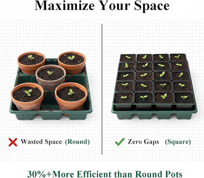 25 Packs Square Nursery Pots for Plants 6.1 Inch Succulent Plant Pots Set Plastic Seedling Starting Pots with Drainage Holes Nursery Pots Variety Pack Flower pots Planter Seed Starter, Black