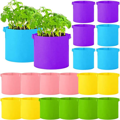 20 Pack Grow Bags Multicolor Plant Grow Bag Non Woven Fabric Pots with Handles Garden Plant Seeds Tomato Vegetables Flowers Planting Bags for Indoor or Outdoor Gardening