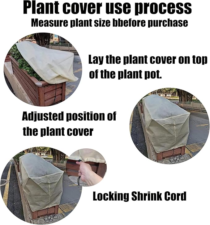 EJW Planter Cover, Plant Covers Freeze Protection,2 Pack 59"*17.7"x15.7" Planter Covers for Winter, Frost Cloths for Outdoor Plants, Raised Bed Covers for Winter.