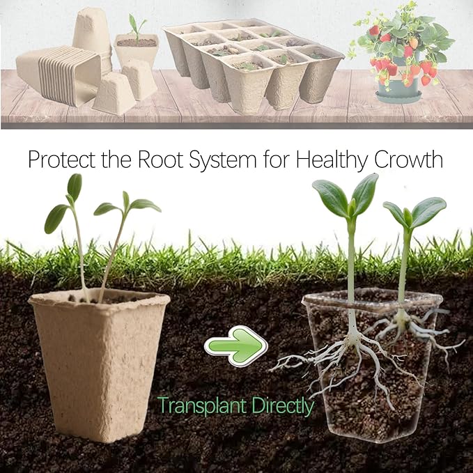 10 Packs Peat Pots, 120Pcs Seed Starter Tray Kit with 120Pcs Plant Labels, Biodegradable Seed Starter Pots, Germination Kit for Garden Plant Nursery