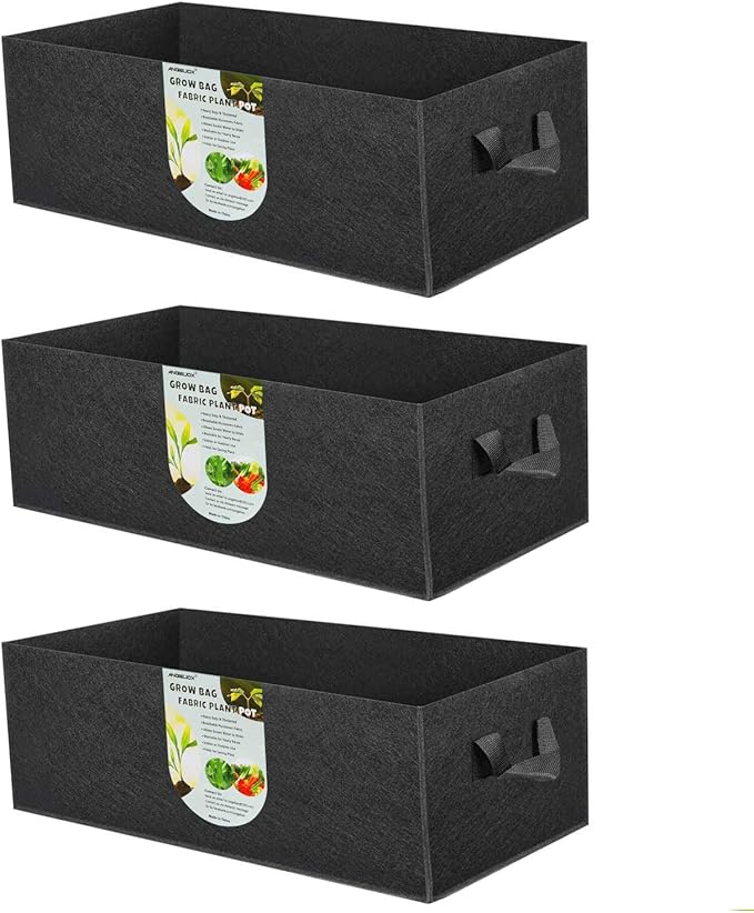 ANGELIOX 3 Pack Grow Bags, 6 Gallon/24L 300G Thickened Nonwoven Fabric Garden Bed Square Flower Planter Containers Pots with Handles for Potato Onion