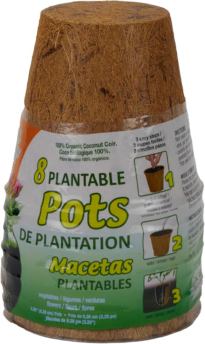 The HC Companies 8-Pack of 3 Fiber Grow Pots in Brown Color (RZR0300)